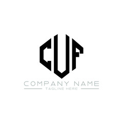CUF letter logo design with polygon shape. CUF polygon logo monogram. CUF cube logo design. CUF hexagon vector logo template white and black colors. CUF monogram, CUF business and real estate logo. 