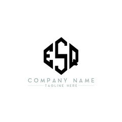 ESQ letter logo design with polygon shape. ESQ polygon logo monogram. ESQ cube logo design. ESQ hexagon vector logo template white and black colors. ESQ monogram, ESQ business and real estate logo. 