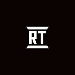 RT Logo monogram with pillar shape designs template