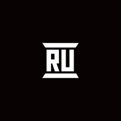 RU Logo monogram with pillar shape designs template