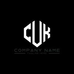 CUK letter logo design with polygon shape. CUK polygon logo monogram. CUK cube logo design. CUK hexagon vector logo template white and black colors. CUK monogram, CUK business and real estate logo. 