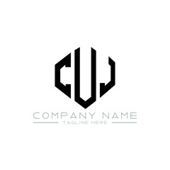 CUJ letter logo design with polygon shape. CUJ polygon logo monogram. CUJ cube logo design. CUJ hexagon vector logo template white and black colors. CUJ monogram, CUJ business and real estate logo. 