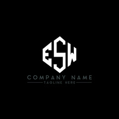 ESW letter logo design with polygon shape. ESW polygon logo monogram. ESW cube logo design. ESW hexagon vector logo template white and black colors. ESW monogram, ESW business and real estate logo. 