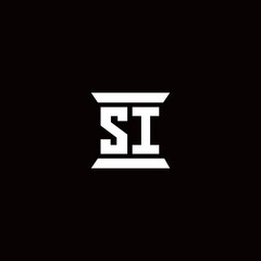 SI Logo monogram with pillar shape designs template