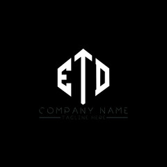 ETD letter logo design with polygon shape. ETD polygon logo monogram. ETD cube logo design. ETD hexagon vector logo template white and black colors. ETD monogram, ETD business and real estate logo. 