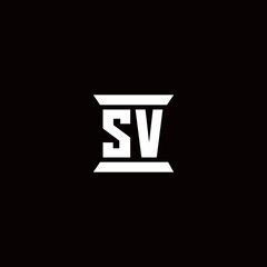 SV Logo monogram with pillar shape designs template