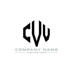 CVV letter logo design with polygon shape. CVV polygon logo monogram. CVV cube logo design. CVV hexagon vector logo template white and black colors. CVV monogram, CVV business and real estate logo. 
