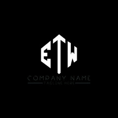 ETW letter logo design with polygon shape. ETW polygon logo monogram. ETW cube logo design. ETW hexagon vector logo template white and black colors. ETW monogram, ETW business and real estate logo. 