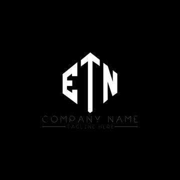 ETN letter logo design with polygon shape. ETN polygon logo monogram. ETN cube logo design. ETN hexagon vector logo template white and black colors. ETN monogram, ETN business and real estate logo. 
