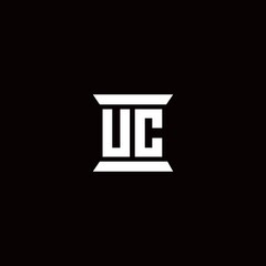 UC Logo monogram with pillar shape designs template