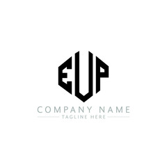 Fototapeta premium EUP letter logo design with polygon shape. EUP polygon logo monogram. EUP cube logo design. EUP hexagon vector logo template white and black colors. EUP monogram, EUP business and real estate logo. 