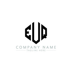 EUQ letter logo design with polygon shape. EUQ polygon logo monogram. EUQ cube logo design. EUQ hexagon vector logo template white and black colors. EUQ monogram, EUQ business and real estate logo. 