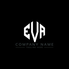EVA letter logo design with polygon shape. EVA polygon logo monogram. EVA cube logo design. EVA hexagon vector logo template white and black colors. EVA monogram, EVA business and real estate logo. 