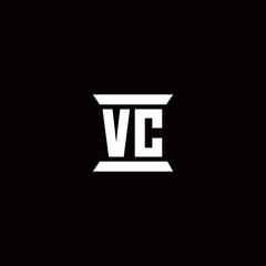 VC Logo monogram with pillar shape designs template