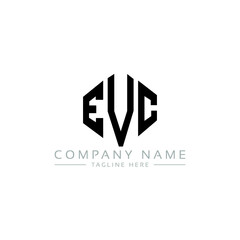 EVC letter logo design with polygon shape. EVC polygon logo monogram. EVC cube logo design. EVC hexagon vector logo template white and black colors. EVC monogram, EVC business and real estate logo. 