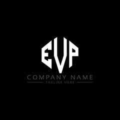 EVP letter logo design with polygon shape. EVP polygon logo monogram. EVP cube logo design. EVP hexagon vector logo template white and black colors. EVP monogram, EVP business and real estate logo. 