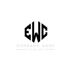 EWC letter logo design with polygon shape. EWC polygon logo monogram. EWC cube logo design. EWC hexagon vector logo template white and black colors. EWC monogram, EWC business and real estate logo. 