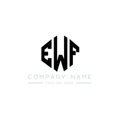 EWF letter logo design with polygon shape. EWF polygon logo monogram. EWF cube logo design. EWF hexagon vector logo template white and black colors. EWF monogram, EWF business and real estate logo. 