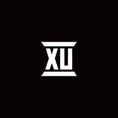 XU Logo monogram with pillar shape designs template