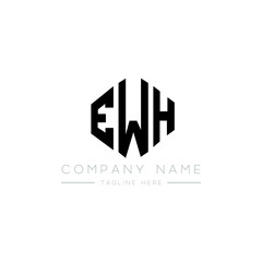 EWH letter logo design with polygon shape. EWH polygon logo monogram. EWH cube logo design. EWH hexagon vector logo template white and black colors. EWH monogram, EWH business and real estate logo. 