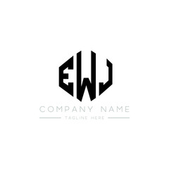 EWJ letter logo design with polygon shape. EWJ polygon logo monogram. EWJ cube logo design. EWJ hexagon vector logo template white and black colors. EWJ monogram, EWJ business and real estate logo. 