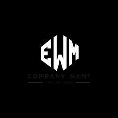 EWM letter logo design with polygon shape. EWM polygon logo monogram. EWM cube logo design. EWM hexagon vector logo template white and black colors. EWM monogram, EWM business and real estate logo. 