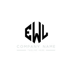 EWL letter logo design with polygon shape. EWL polygon logo monogram. EWL cube logo design. EWL hexagon vector logo template white and black colors. EWL monogram, EWL business and real estate logo. 