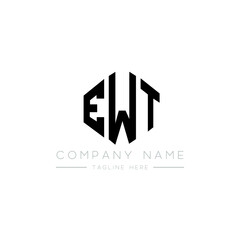 Fototapeta premium EWT letter logo design with polygon shape. EWT polygon logo monogram. EWT cube logo design. EWT hexagon vector logo template white and black colors. EWT monogram, EWT business and real estate logo. 