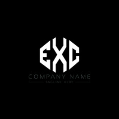 EXC letter logo design with polygon shape. EXC polygon logo monogram. EXC cube logo design. EXC hexagon vector logo template white and black colors. EXC monogram, EXC business and real estate logo.  