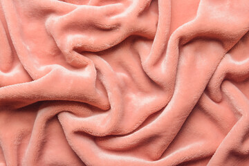Texture of pink plush fabric, closeup