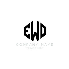 EWO letter logo design with polygon shape. EWO polygon logo monogram. EWO cube logo design. EWO hexagon vector logo template white and black colors. EWO monogram, EWO business and real estate logo. 