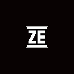 ZE Logo monogram with pillar shape designs template