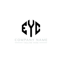 EYC letter logo design with polygon shape. EYC polygon logo monogram. EYC cube logo design. EYC hexagon vector logo template white and black colors. EYC monogram, EYC business and real estate logo. 