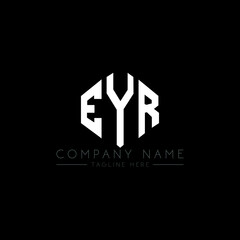 EYR letter logo design with polygon shape. EYR polygon logo monogram. EYR cube logo design. EYR hexagon vector logo template white and black colors. EYR monogram, EYR business and real estate logo. 