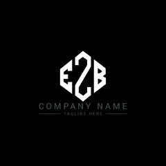 EZB letter logo design with polygon shape. EZB polygon logo monogram. EZB cube logo design. EZB hexagon vector logo template white and black colors. EZB monogram, EZB business and real estate logo. 
