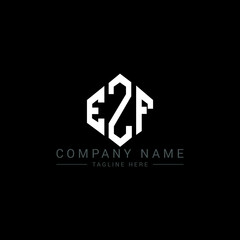 EZF letter logo design with polygon shape. EZF polygon logo monogram. EZF cube logo design. EZF hexagon vector logo template white and black colors. EZF monogram, EZF business and real estate logo. 