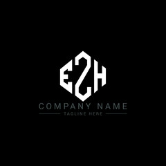 EZH letter logo design with polygon shape. EZH polygon logo monogram. EZH cube logo design. EZH hexagon vector logo template white and black colors. EZH monogram, EZH business and real estate logo. 