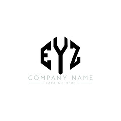 EYZ letter logo design with polygon shape. EYZ polygon logo monogram. EYZ cube logo design. EYZ hexagon vector logo template white and black colors. EYZ monogram, EYZ business and real estate logo. 