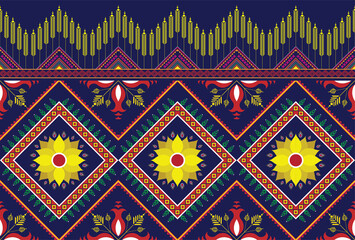 Gemetric ethnic oriental ikat pattern traditional Design for background,carpet,wallpaper,clothing,wrapping,batic,fabric,vector illustraion.flower embroidery ethnic.