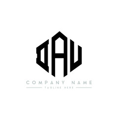 DAU letter logo design with polygon shape. DAU polygon logo monogram. DAU cube logo design. DAU hexagon vector logo template white and black colors. DAU monogram, DAU business and real estate logo. 