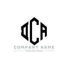 DCA letter logo design with polygon shape. DCA polygon logo monogram. DCA cube logo design. DCA hexagon vector logo template white and black colors. DCA monogram, DCA business and real estate logo. 