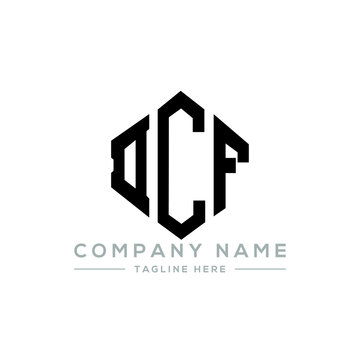 DCF letter logo design with polygon shape. DCF polygon logo monogram. DCF cube logo design. DCF hexagon vector logo template white and black colors. DCF monogram, DCF business and real estate logo. 