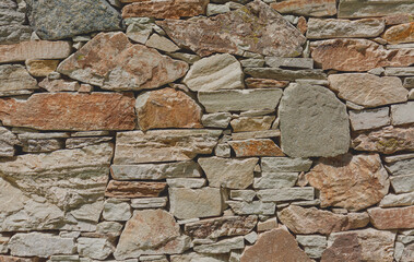 A fragment of a stone wall built without the use of cement. Backround for desing.