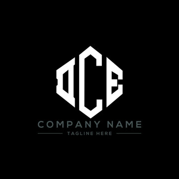 DCE letter logo design with polygon shape. DCE polygon logo monogram. DCE cube logo design. DCE hexagon vector logo template white and black colors. DCE monogram, DCE business and real estate logo. 