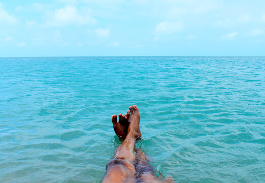 Chilling at the beach; Floating legs on the sea; Dhanushkodi Seawater 