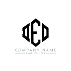 Fototapeta premium DEO letter logo design with polygon shape. DEO polygon logo monogram. DEO cube logo design. DEO hexagon vector logo template white and black colors. DEO monogram, DEO business and real estate logo. 