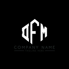 DFM letter logo design with polygon shape. DFM polygon logo monogram. DFM cube logo design. DFM hexagon vector logo template white and black colors. DFM monogram, DFM business and real estate logo. 