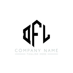 DFL letter logo design with polygon shape. DFL polygon logo monogram. DFL cube logo design. DFL hexagon vector logo template white and black colors. DFL monogram, DFL business and real estate logo. 
