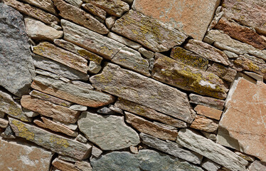 A fragment of a stone wall built without the use of cement. Backround for desing.