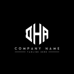 DHA letter logo design with polygon shape. DHA polygon logo monogram. DHA cube logo design. DHA hexagon vector logo template white and black colors. DHA monogram, DHA business and real estate logo. 